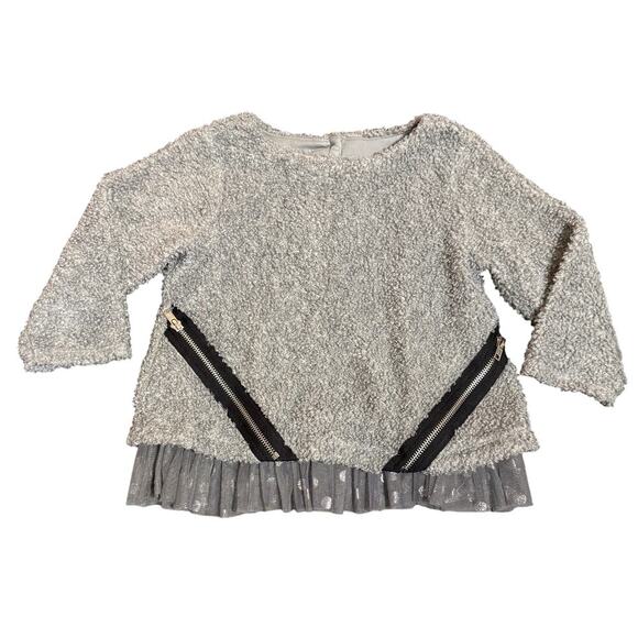 Pippa & Julie Other - NWOT Pippa & Julia Size 6 Formal Shirt Zip Pockets Details Tulle Trim Dots Gray